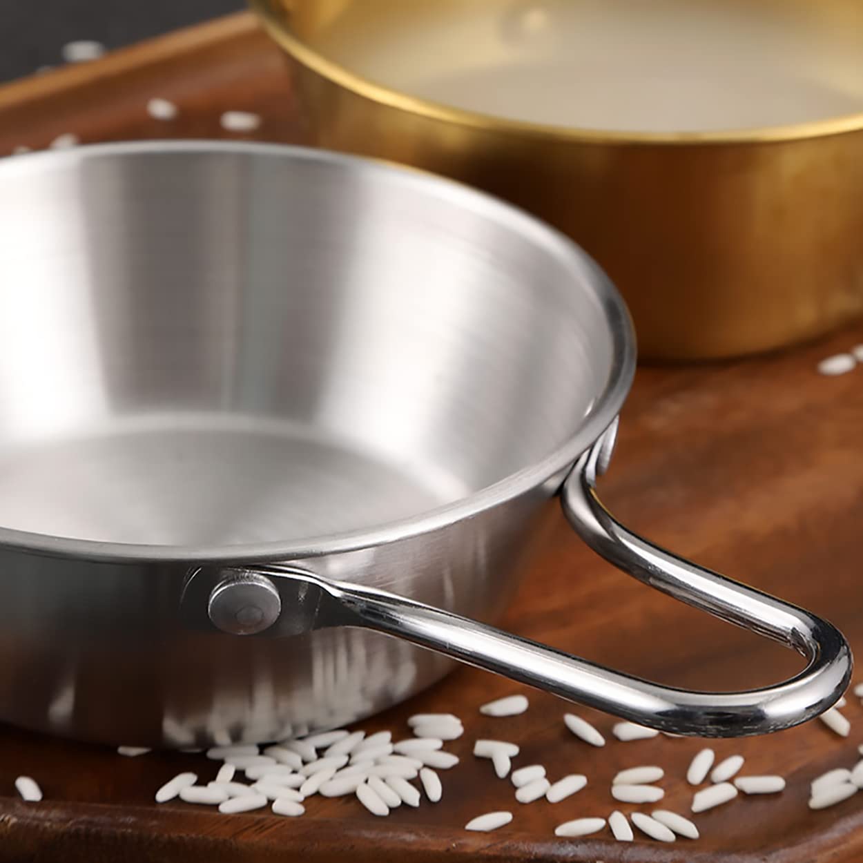 Dadamong Dadamong 2-Pack Stainless Steel Makgeolli Bowls Traditional Korean Rice Wine Soup Dish with Handle 4.7 Inch 10 Ounces Silver - View 5 of 6