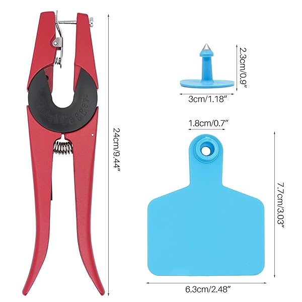LIUCOGXI Blank 100 Sets Cattle Ear Tag Kits with Applicator for Livestock Pig Cow Dog Blue - View 7 of 10