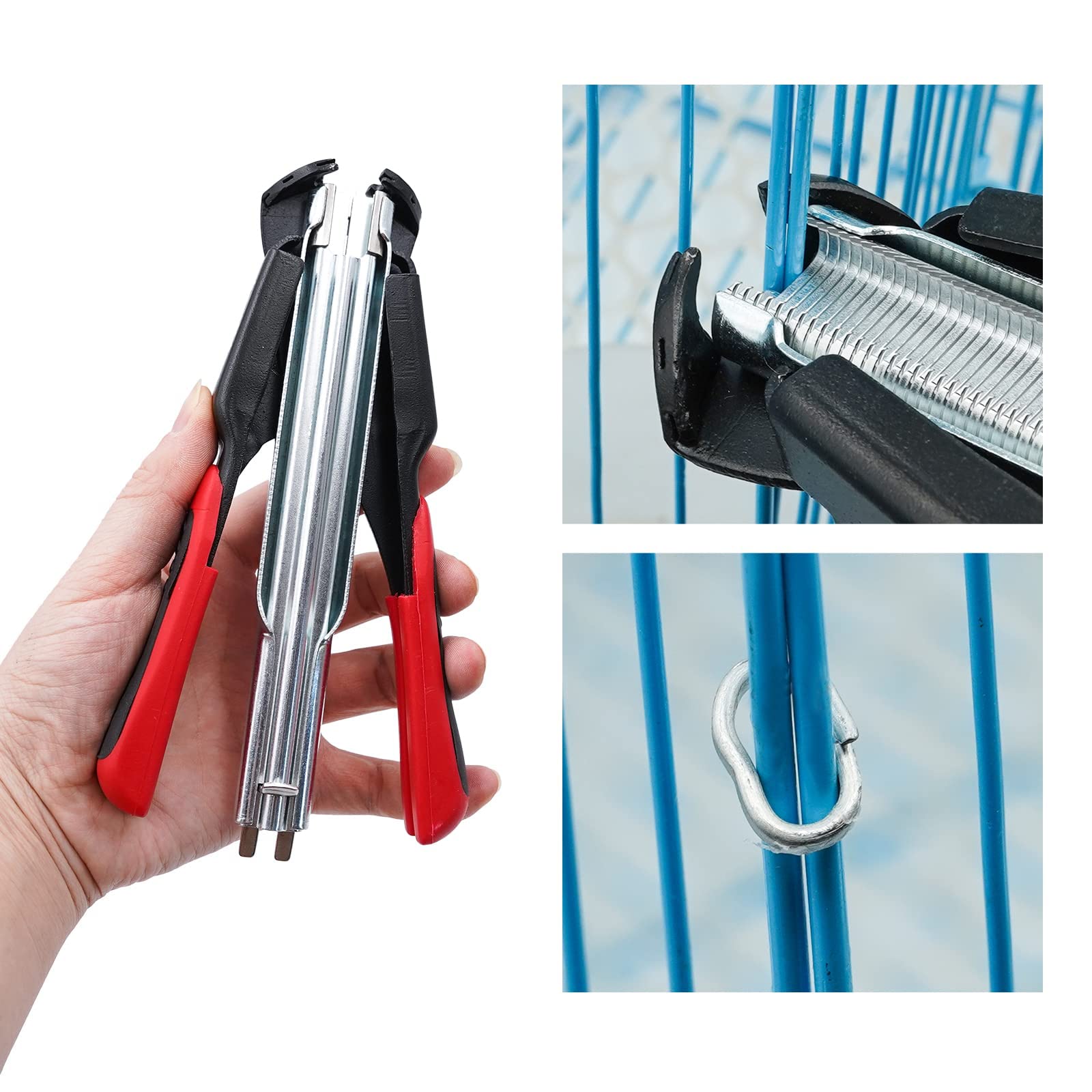 LIUCOGXI Hog Ring Pliers Kit 2500pcs Nail Spring Loaded C7 Gun Manual Fastening Clamp Tool for Cage Seal Bag Car Cushion - View 6 of 9