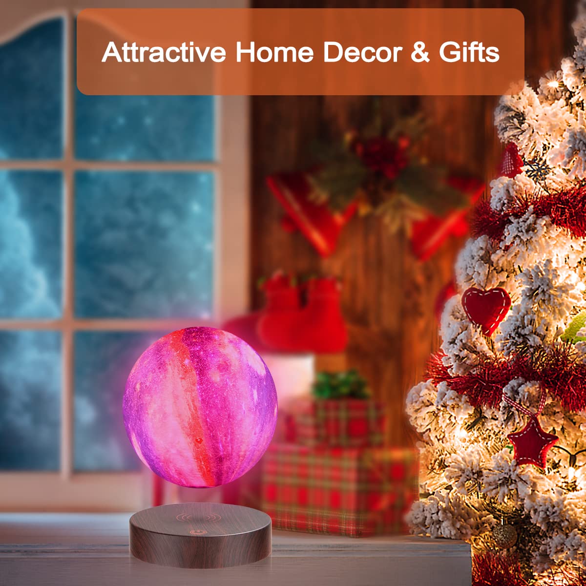 UVEHAS UVEHAS Levitating Galaxy Moon Lamp, 16 Colors Magnetic Levitation 3D Printing Moon LED Light with Remote Control, Floating and Spinning in Air Night Lights for Room Decor, Birthday Christmas Gifts - View 7 of 8