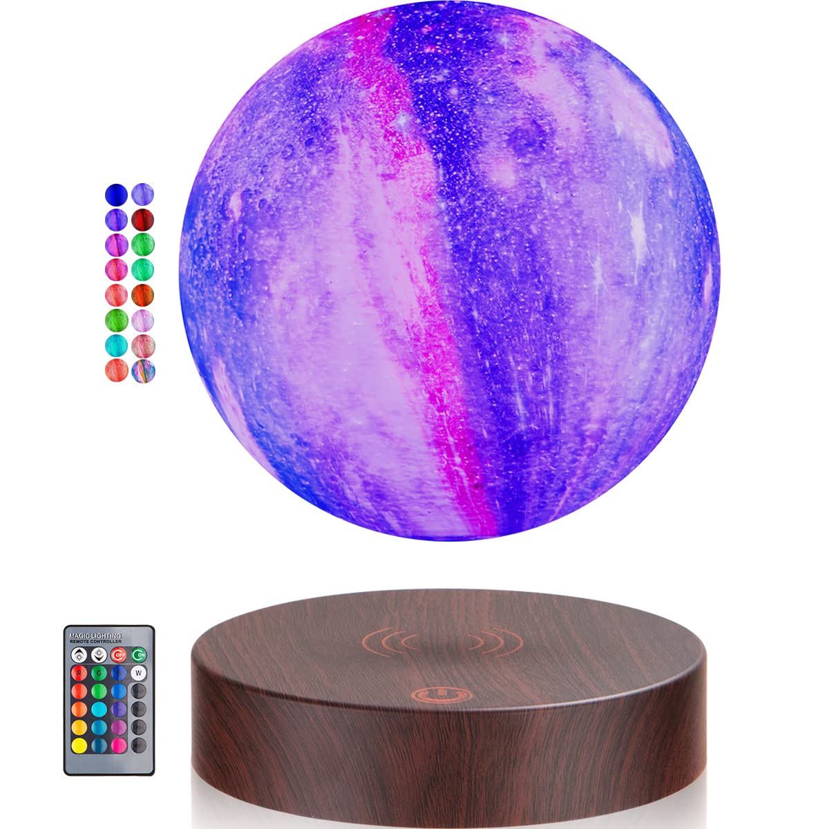 UVEHAS UVEHAS Levitating Galaxy Moon Lamp, 16 Colors Magnetic Levitation 3D Printing Moon LED Light with Remote Control, Floating and Spinning in Air Night Lights for Room Decor, Birthday Christmas Gifts