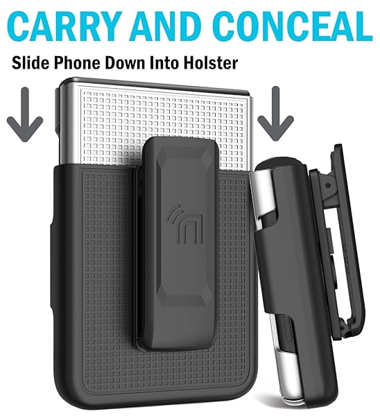 Nakedcellphone Galaxy Z Flip 3 5G Case with Clip - Slim Hard Shell & Rotating Belt Holster Combo - Pearl White - View 4 of 11