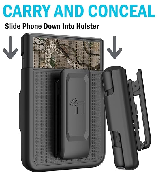 Nakedcellphone Galaxy Z Flip 3 5G Case with Clip & Holster - Slim Hard Shell Cover in Outdoor Camouflage for Samsung Z Flip3 (2021) - View 4 of 11