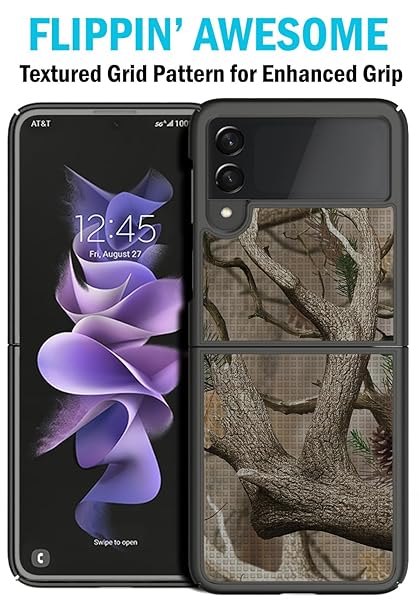 Nakedcellphone Galaxy Z Flip 3 5G Case with Clip & Holster - Slim Hard Shell Cover in Outdoor Camouflage for Samsung Z Flip3 (2021) - View 6 of 11