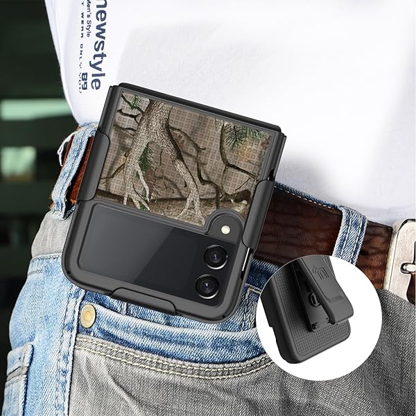 Nakedcellphone Galaxy Z Flip 3 5G Case with Clip & Holster - Slim Hard Shell Cover in Outdoor Camouflage for Samsung Z Flip3 (2021) - View 8 of 11