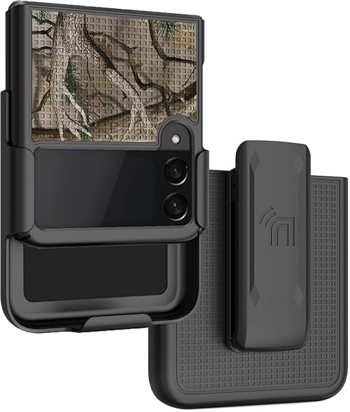 Nakedcellphone Galaxy Z Flip 3 5G Case with Clip & Holster - Slim Hard Shell Cover in Outdoor Camouflage for Samsung Z Flip3 (2021) - View 2 of 11