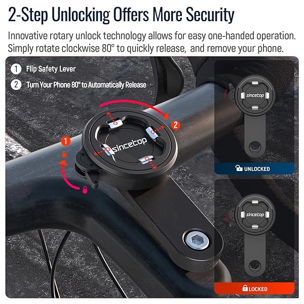 sincetop Sincetop Bike Phone Mount Universal Aluminum Handlebar Clamp for Mountain and Road Bicycles Quick Attach Release Series C-2nd Gen - View 6 of 11