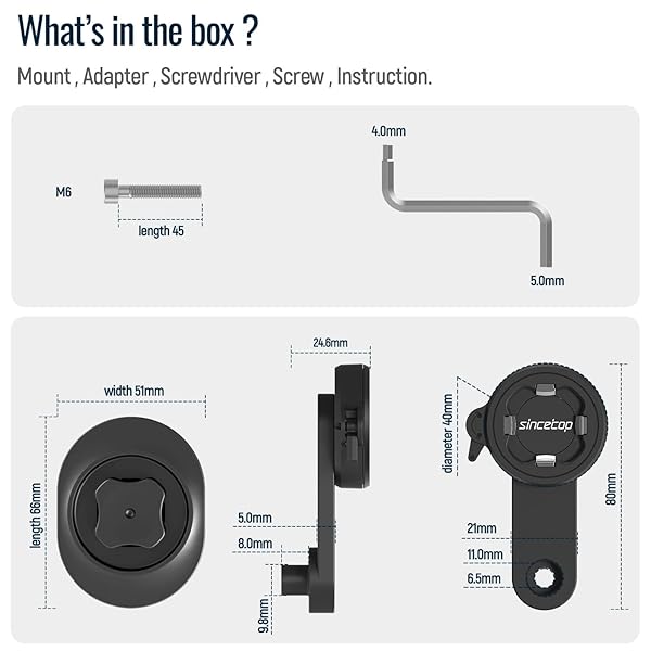 sincetop Sincetop Bike Phone Mount Universal Aluminum Handlebar Clamp for Mountain and Road Bicycles Quick Attach Release Series C-2nd Gen - View 11 of 11