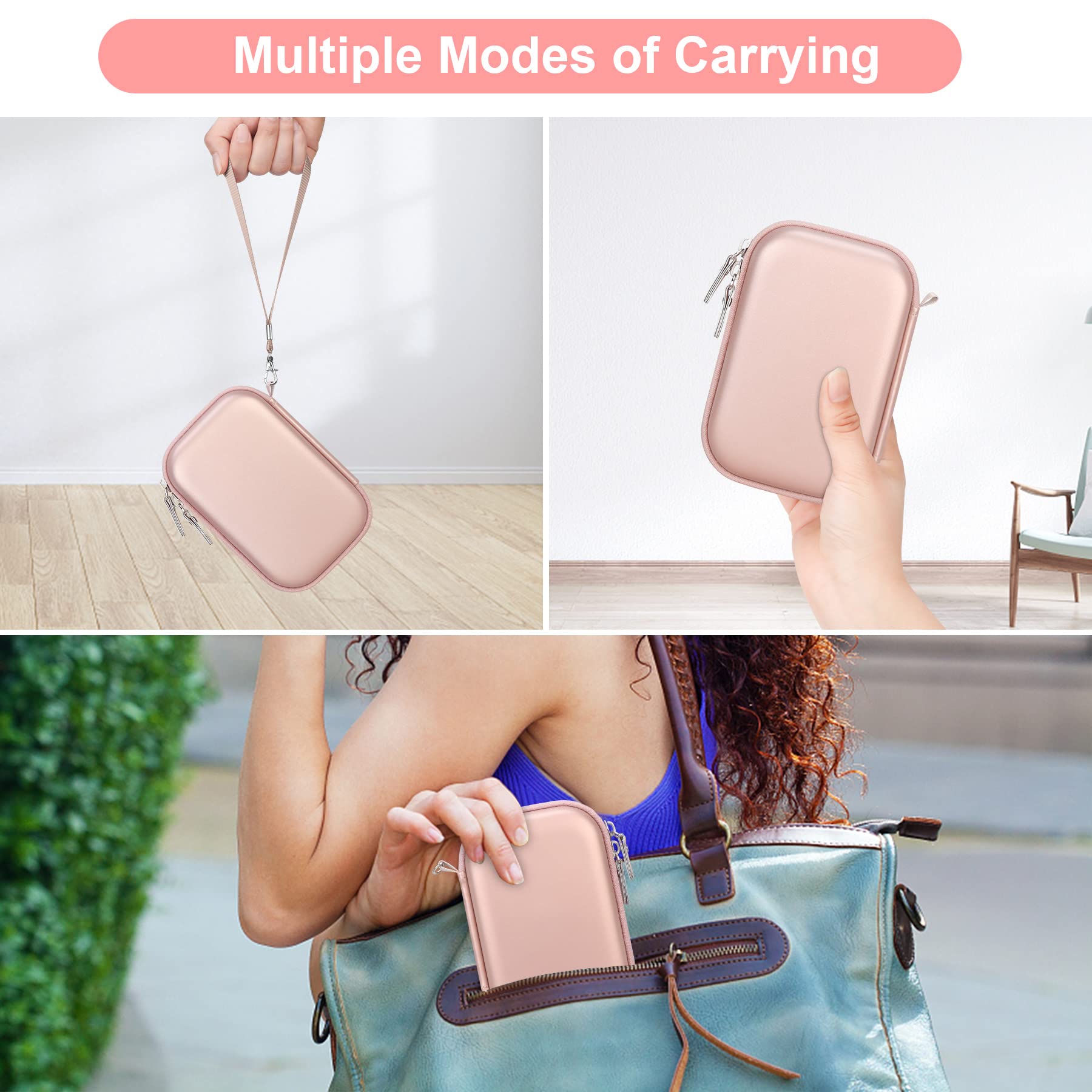 Canboc Canboc Hard Case for Kodak PIXPRO FZ55 FZ53 FZ45 16MP Digital Camera with Mesh Pocket for SD Card USB Adapter and Cable Rose Gold - View 3 of 7