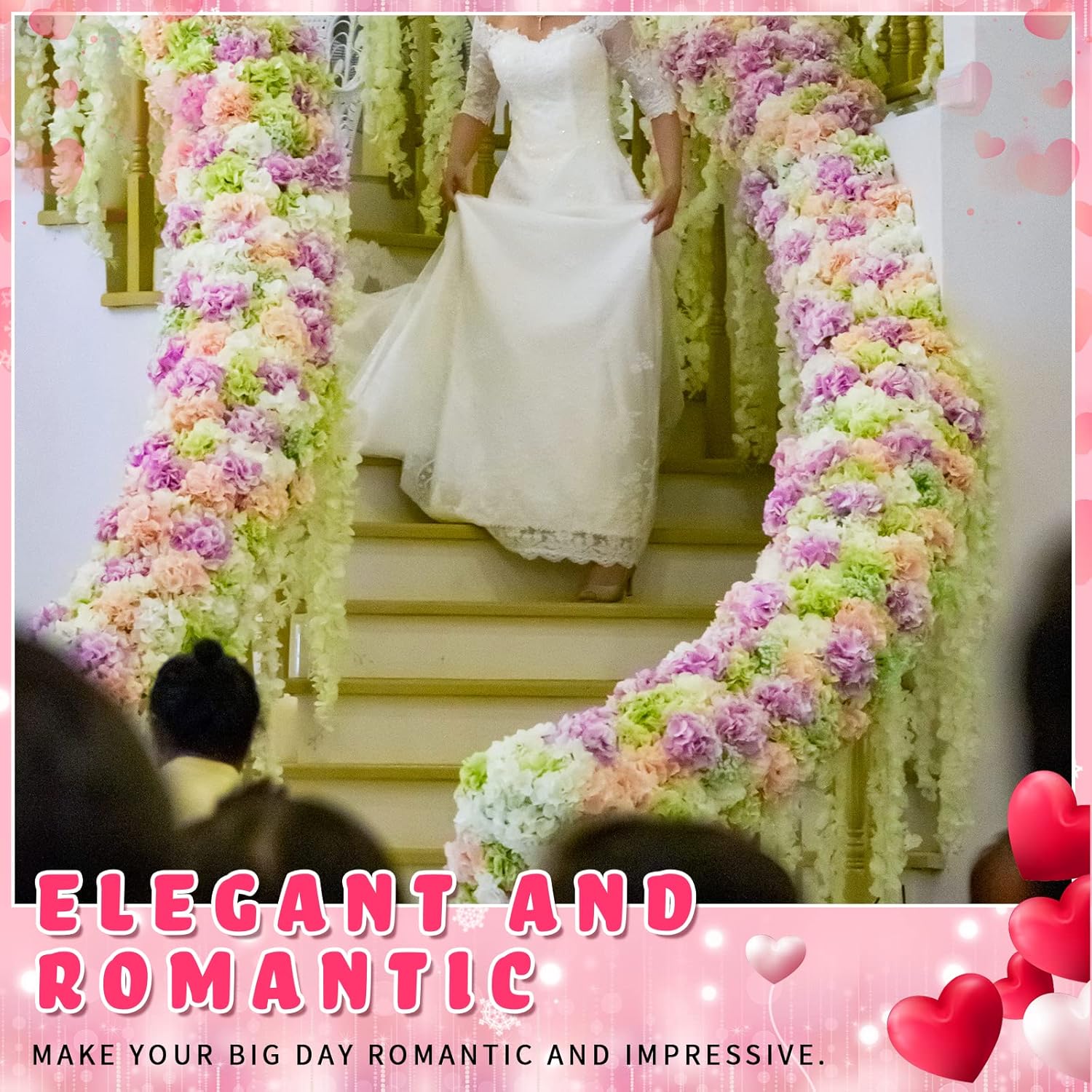 Janinka Janinka 6.5 Feet Wisteria Flower Garlands Faux Vine Backdrop for Home Garden Wedding Decoration Milky White 12 Packs - View 2 of 6