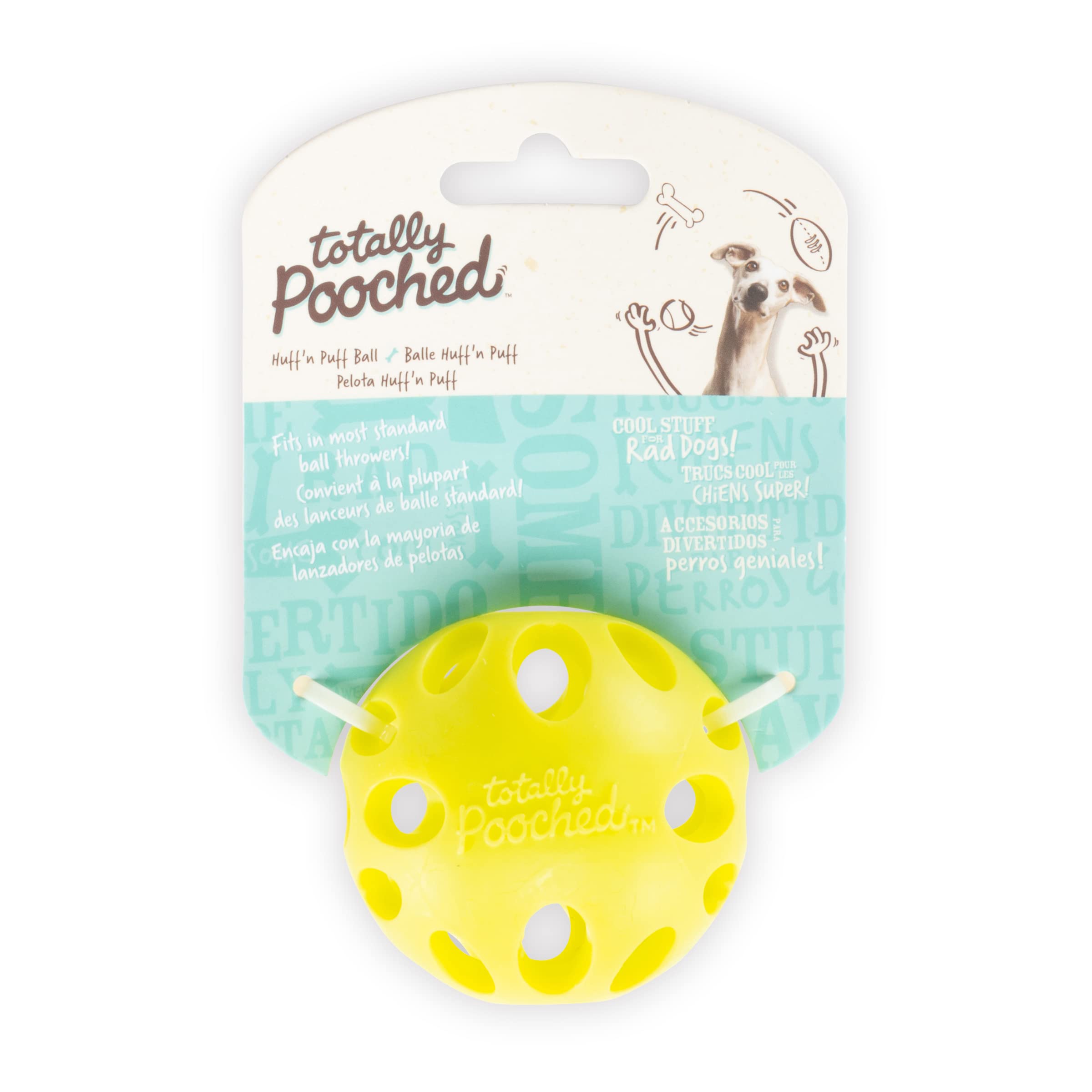 Messy Mutts Messy Mutts Totally Pooched Huffn Puff Ball 2.5 Inch TPR Puzzle Ball for Dogs Durable Interactive Toy and Tooth Cleaner Green - View 8 of 8