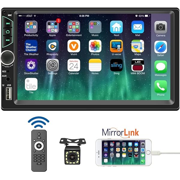 Leadfan Leadfan 7inch Car Stereo Double Din Radio Touchscreen with Backup Camera Bluetooth FM MP3 USB Aux Input Multimedia Receiver