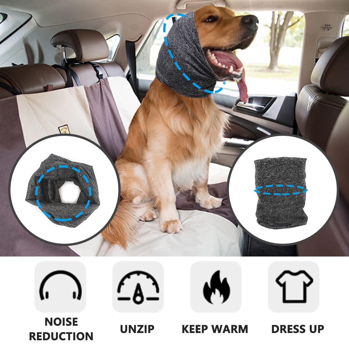 PATTEPOINT PATTEPOINT Dog Noise Cancelling Ear Muffs for Anxiety Relief and Calming Dogs Grey M - View 3 of 9