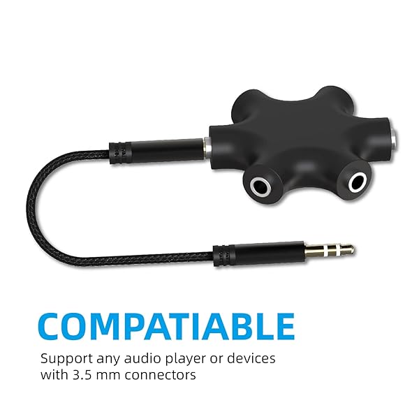 EBEETECH EBEETECH 3.5mm Audio Splitter: 5-Jack Female Connector & Stereo Cables (20cm & 100cm) - 3-in-1 Pack for Ultimate Sound Sharing - View 7 of 9
