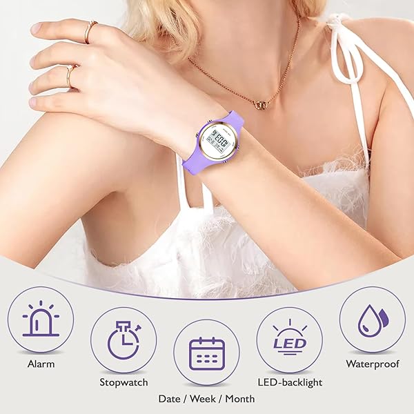XCZAP XCZAP Purple Outdoor Sport Watch with Alarm Clock 5Bar Waterproof LED Digital Display - View 6 of 7