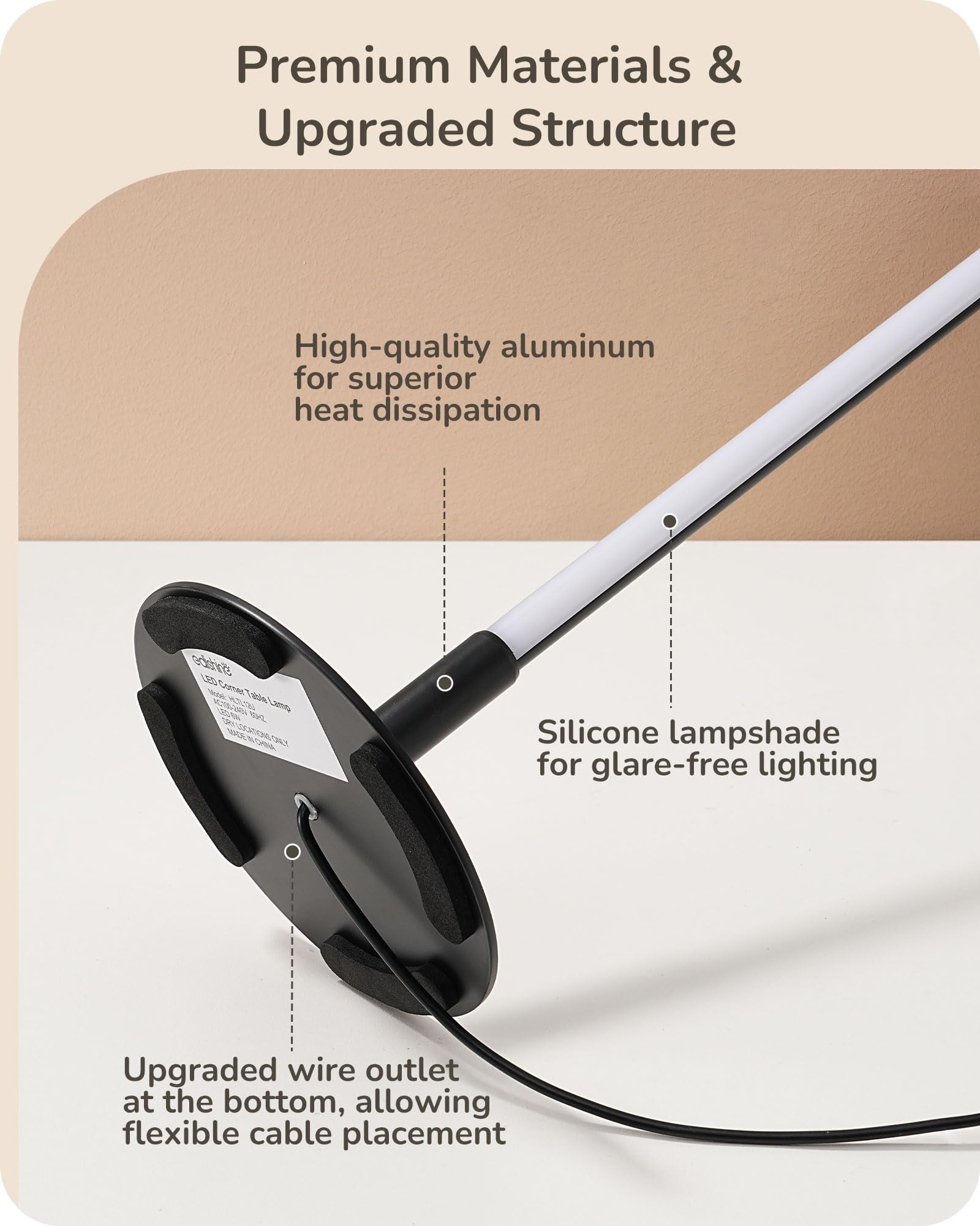 EDISHINE EDISHINE Upgraded LED Table Lamp Stepless Dimmable 3 Color Temperature Modern Nightstand Desk Lamp for Bedroom Living Room Black Metal Finish - View 2 of 8