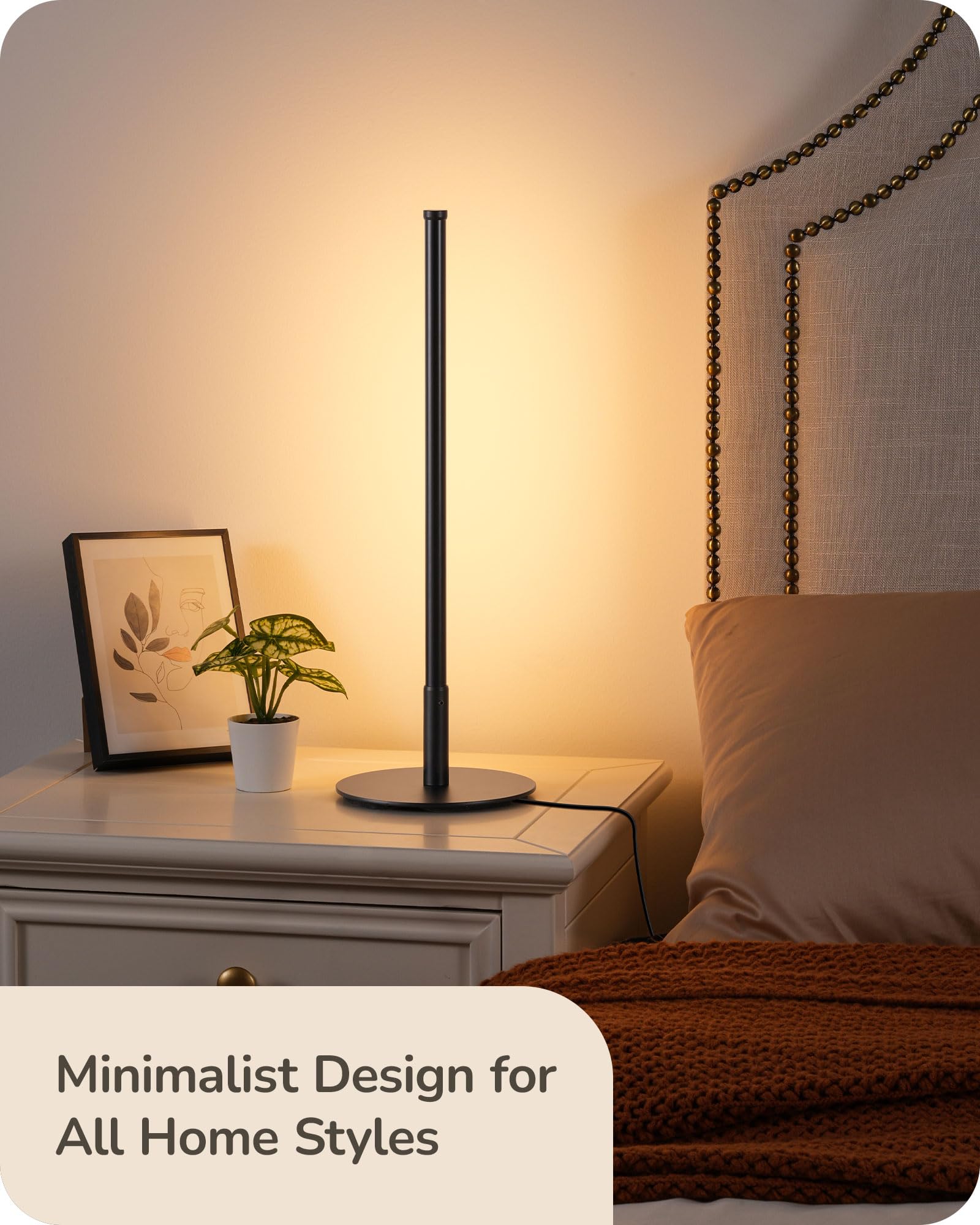 EDISHINE EDISHINE Upgraded LED Table Lamp Stepless Dimmable 3 Color Temperature Modern Nightstand Desk Lamp for Bedroom Living Room Black Metal Finish - View 5 of 8