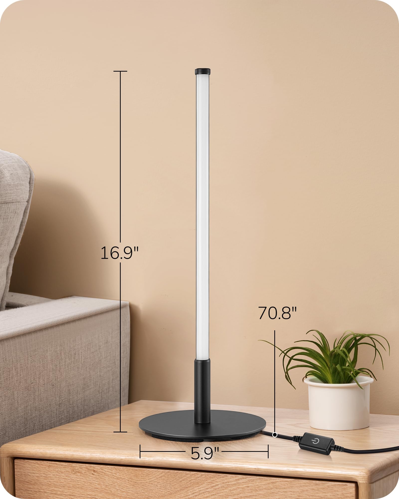 EDISHINE EDISHINE Upgraded LED Table Lamp Stepless Dimmable 3 Color Temperature Modern Nightstand Desk Lamp for Bedroom Living Room Black Metal Finish - View 6 of 8