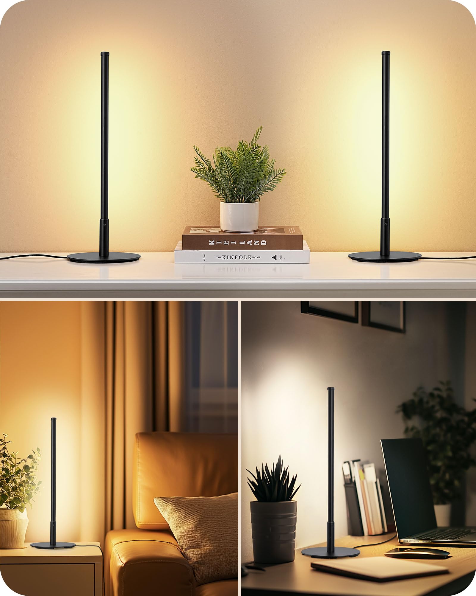 EDISHINE EDISHINE Upgraded LED Table Lamp Stepless Dimmable 3 Color Temperature Modern Nightstand Desk Lamp for Bedroom Living Room Black Metal Finish - View 7 of 8