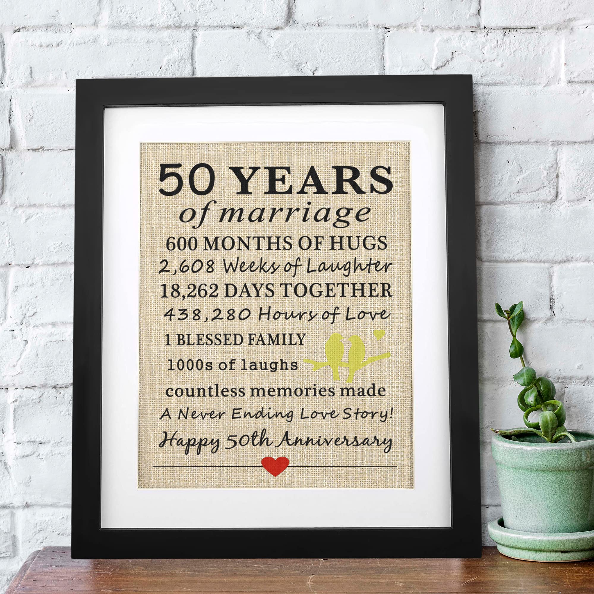 Corfara Corfara Framed 50 Years of Marriage Burlap Print Perfect Gift for 50th Anniversary and Couples Decoration - View 3 of 8