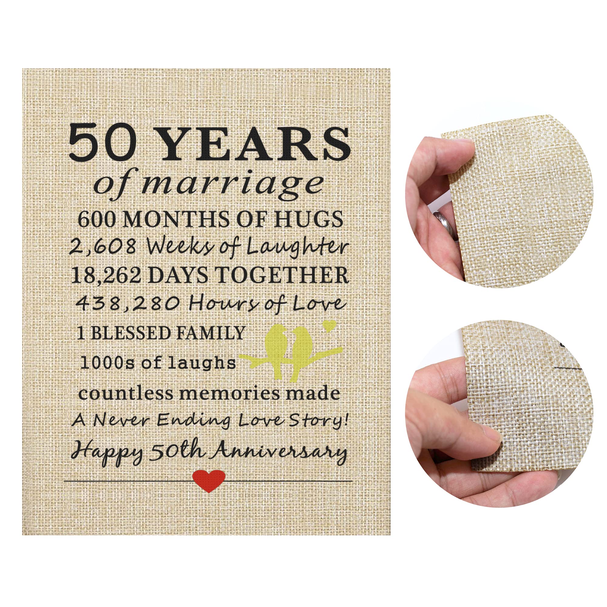 Corfara Corfara Framed 50 Years of Marriage Burlap Print Perfect Gift for 50th Anniversary and Couples Decoration - View 6 of 8