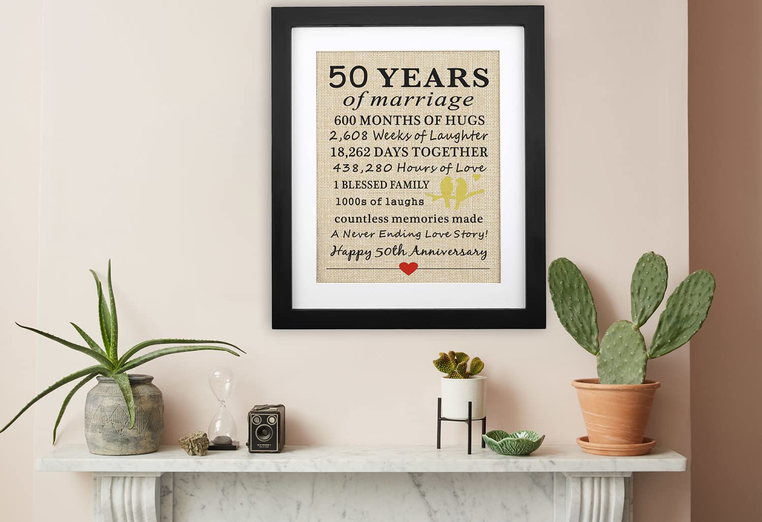 Corfara Corfara Framed 50 Years of Marriage Burlap Print Perfect Gift for 50th Anniversary and Couples Decoration - View 8 of 8