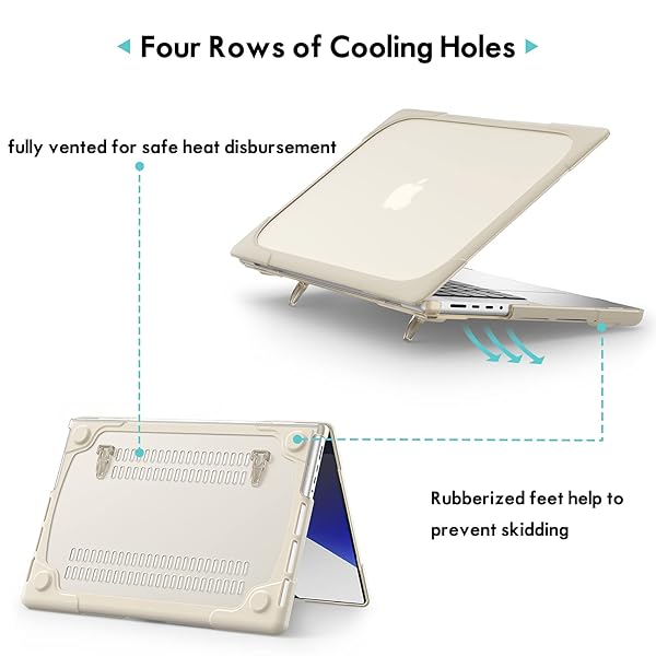 ProCase ProCase Heavy Duty Hard Shell Case for MacBook Pro 14 inch 2024 2023 2022 2021 with Fold Kickstand Khaki - View 7 of 9