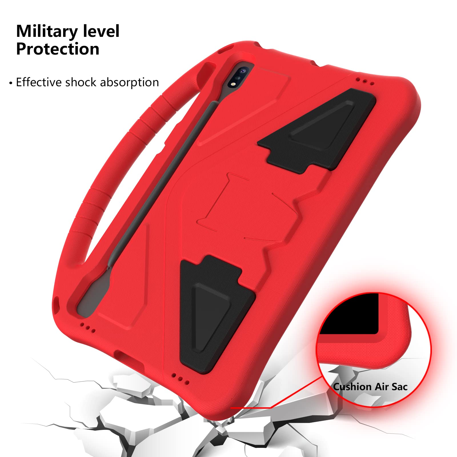 Dteck Dteck Kids Friendly Lightweight EVA Shockproof Case for Samsung Galaxy Tab S10 S9 S7 FE S8 Plus Red - View 6 of 7