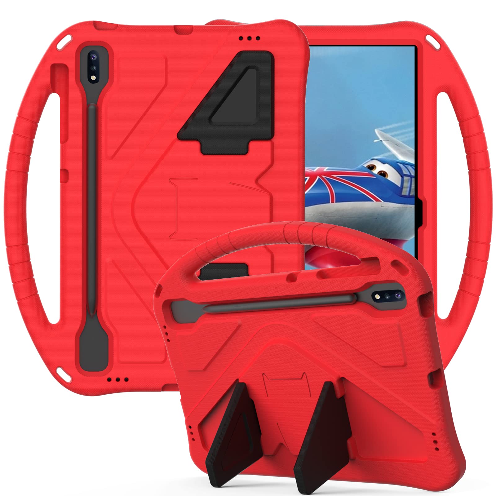 Dteck Dteck Kids Friendly Lightweight EVA Shockproof Case for Samsung Galaxy Tab S10 S9 S7 FE S8 Plus Red