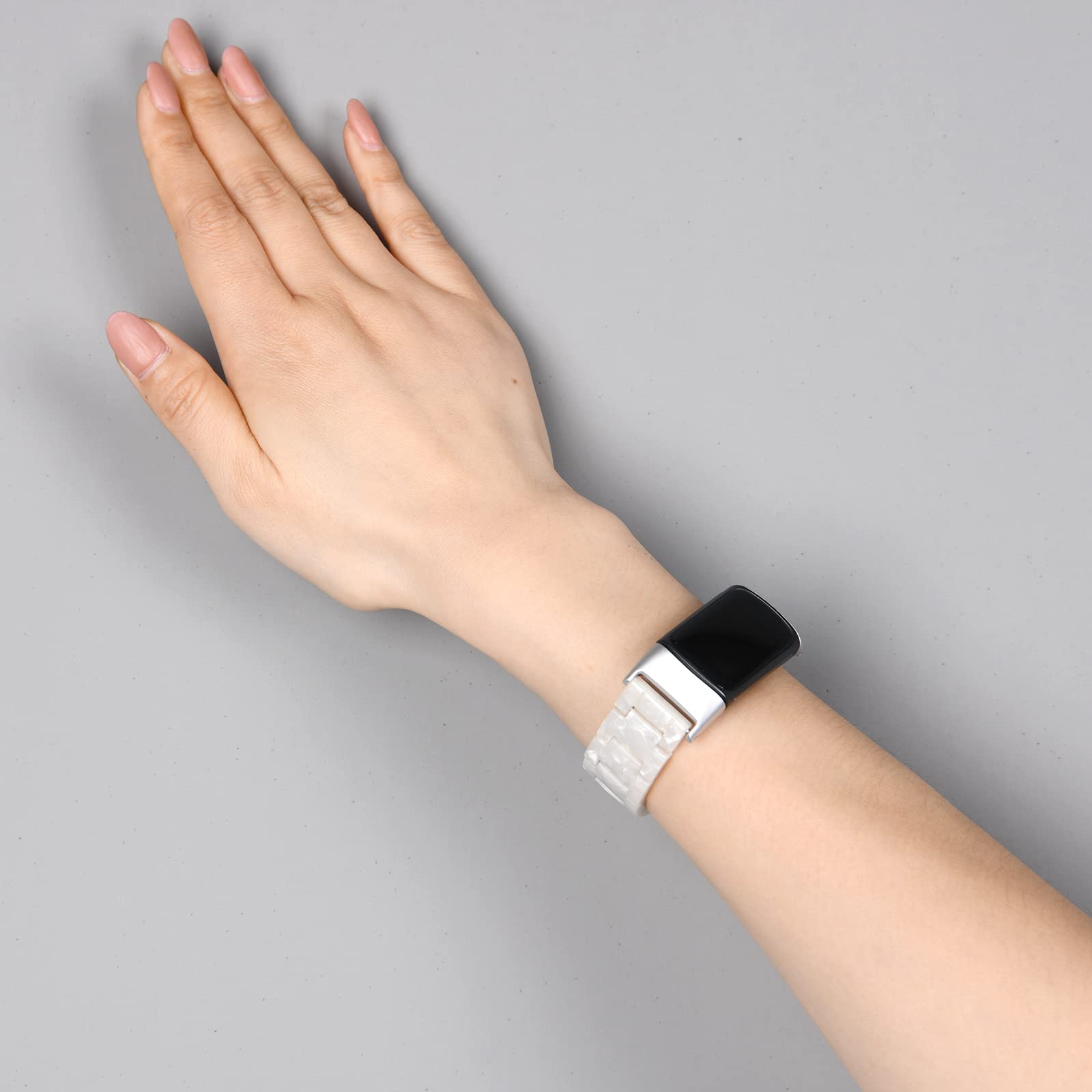 Wongeto Wongeto Pearl White Resin Bands for Fitbit Charge 5 and 6 Replacement Wristband Strap for Men and Women Advanced Fitness Tracker - View 6 of 8