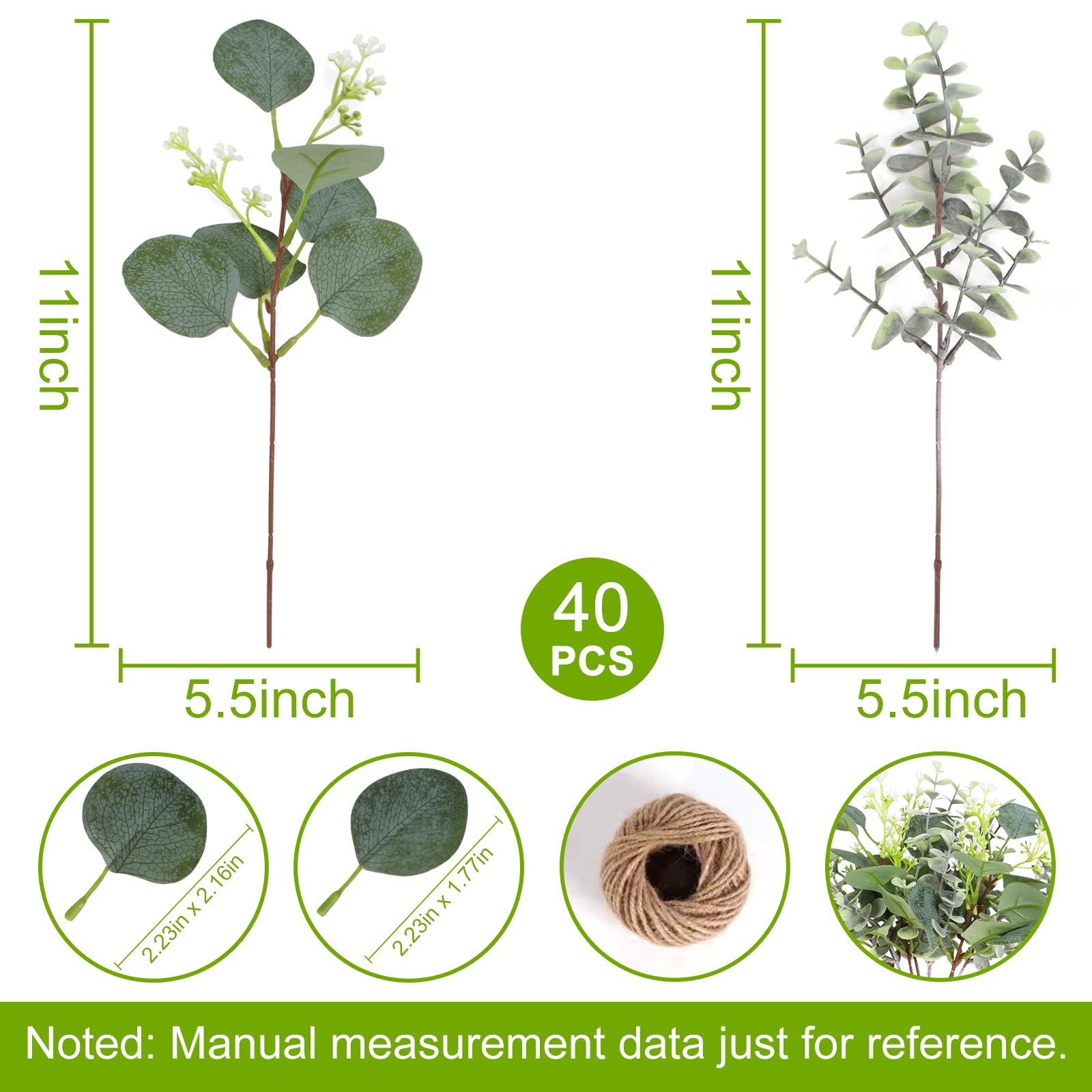 ZeKonan ZeKonan 40 Pcs Artificial Eucalyptus Stems for Wedding Centerpieces and Flower Arrangements - View 3 of 8