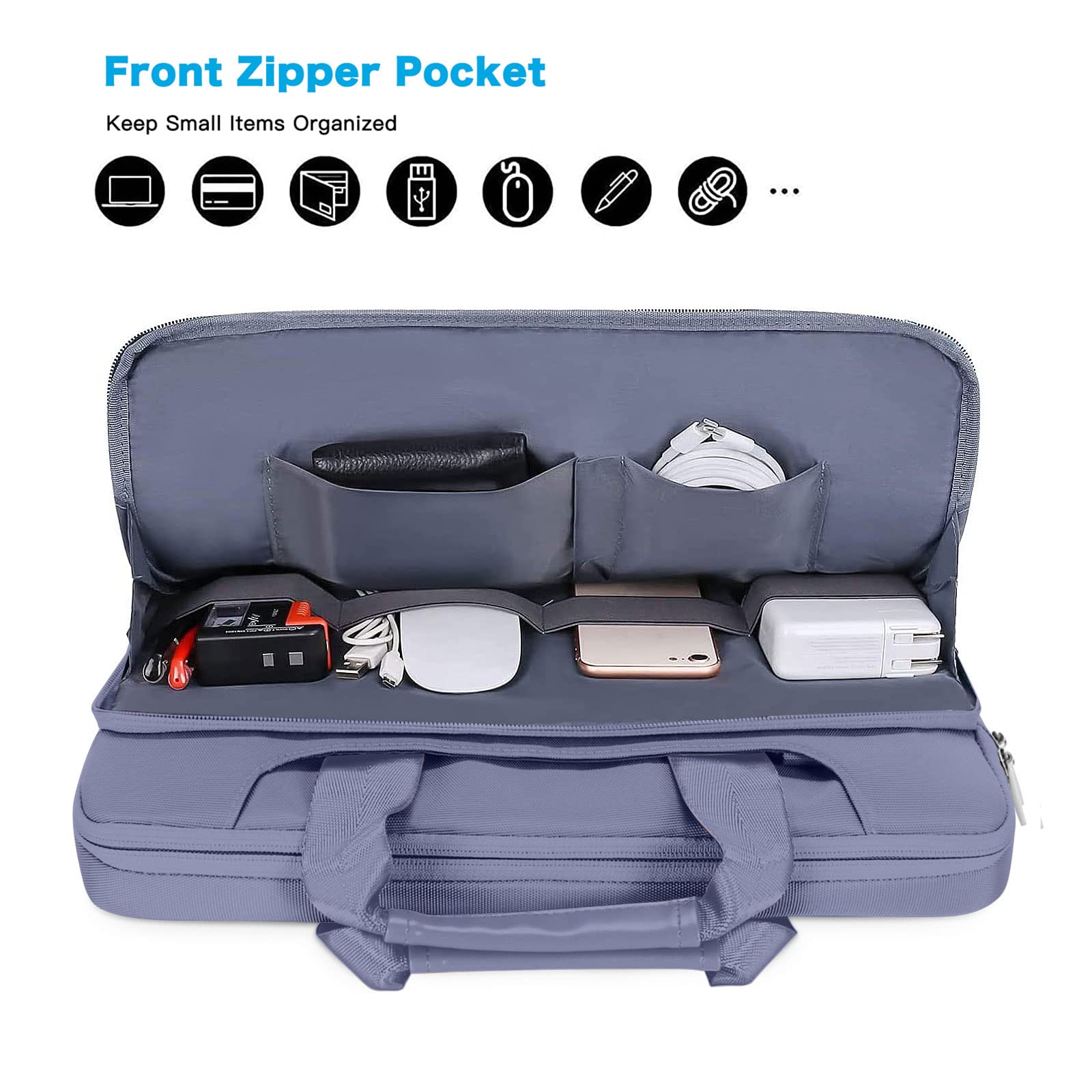 MOSISO MOSISO 360 Protective Laptop Shoulder Bag for MacBook Air 15 inch M2 Pro 16 inch M3 M2 M1 2023 2019 and 15-15.6 inch Notebooks Lavender Gray - View 3 of 6