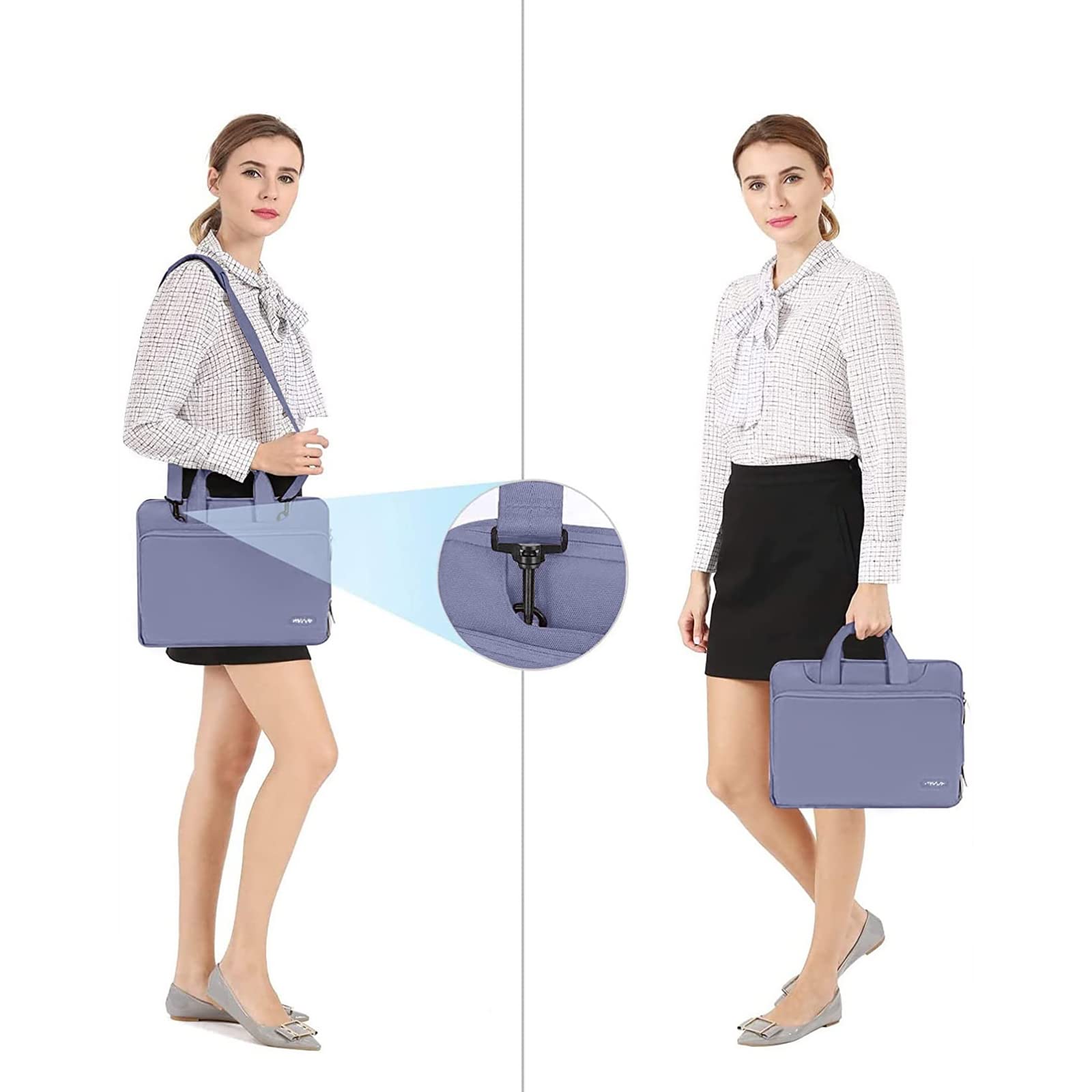 MOSISO MOSISO 360 Protective Laptop Shoulder Bag for MacBook Air 15 inch M2 Pro 16 inch M3 M2 M1 2023 2019 and 15-15.6 inch Notebooks Lavender Gray - View 5 of 6