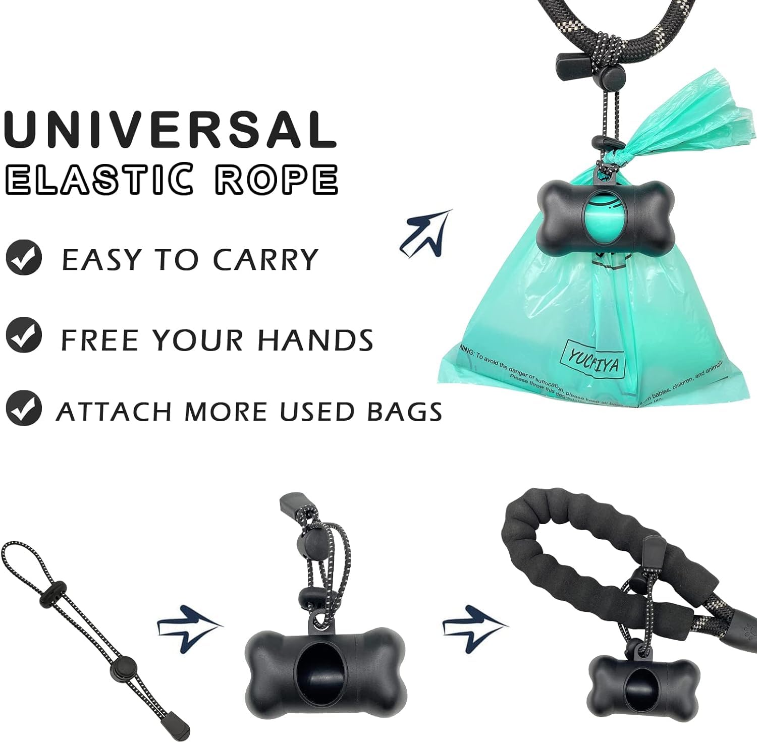 YUCHIYA Dog Poop Pickup Bags Holder Dispenser with Leak Proof Scented Waste Bags and Carabiner Never Lose on Leash 1 Holder 195 Bags Black - View 2 of 7