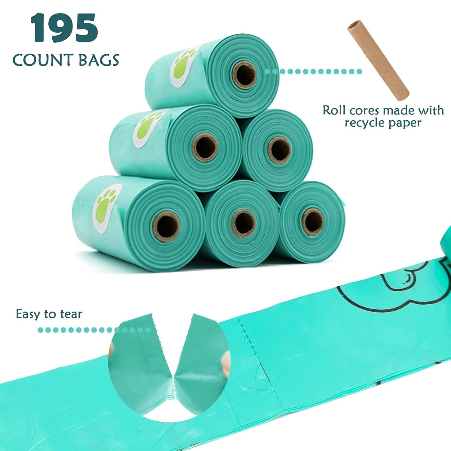 YUCHIYA Dog Poop Pickup Bags Holder Dispenser with Leak Proof Scented Waste Bags and Carabiner Never Lose on Leash 1 Holder 195 Bags Black - View 5 of 7