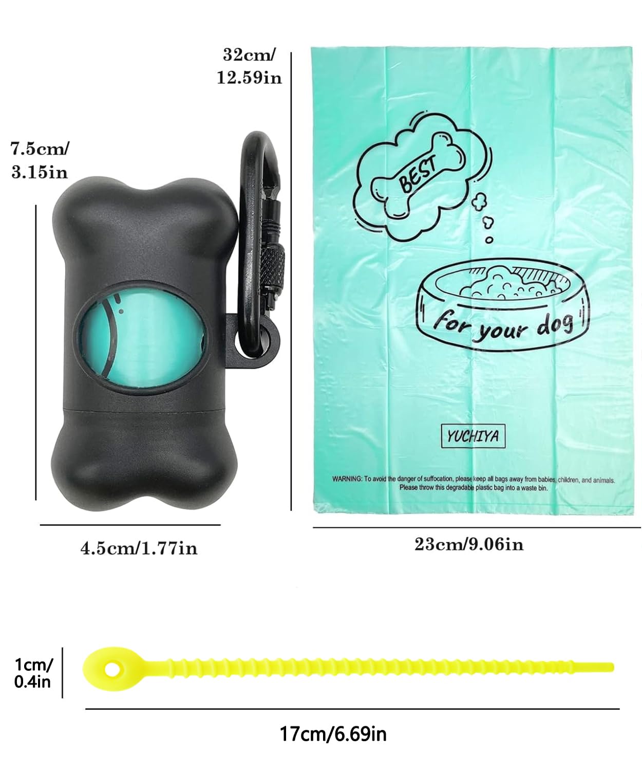 YUCHIYA Dog Poop Pickup Bags Holder Dispenser with Leak Proof Scented Waste Bags and Carabiner Never Lose on Leash 1 Holder 195 Bags Black - View 6 of 7