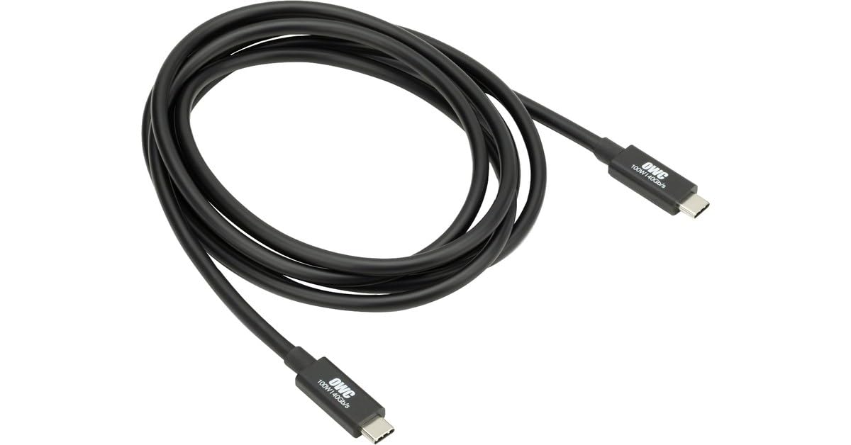 OWC OWC 79-Inch Thunderbolt 4 & USB-C Cable: 40Gbps Data, 100W Power, 8K Video - Fast Charging & High-Speed Performance