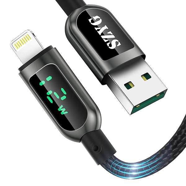 AICase AICase USB C Auf Lightning-Kabel, 1.2 m Lade-synchroniser-ungskabel mit LED-Display, kompatibel mit iPhone 13 13 Pro 12 Pro Max 12 11 X XS XR 8 Plus, AirPods Pro, unterstützt Power Delivery (1.2 m)