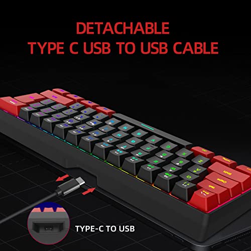 Snpurdiri Buy Snpurdiri 60% RGB Wired Gaming Keyboard - Ultra-Compact Mini Keyboard for PC Gamers in Red & Black - View 4 of 8