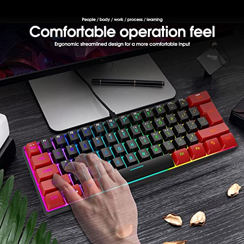 Snpurdiri Buy Snpurdiri 60% RGB Wired Gaming Keyboard - Ultra-Compact Mini Keyboard for PC Gamers in Red & Black - View 8 of 8