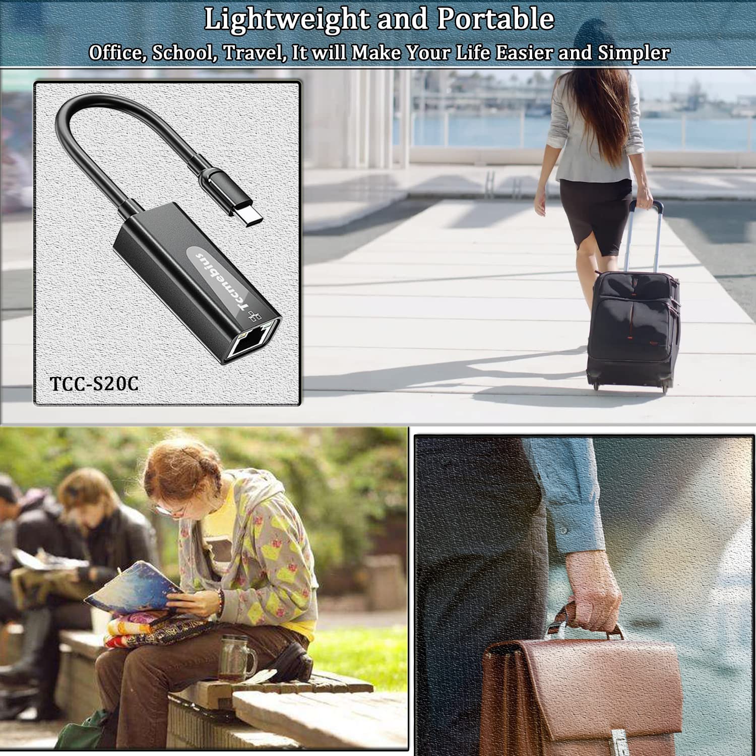 Tccmebius Tccmebius USB C Ethernet Adapter for MacBook Pro Air iPad Pro Dell XPS Wired Network Adapter Compatible with Windows and Mac OS - View 6 of 8