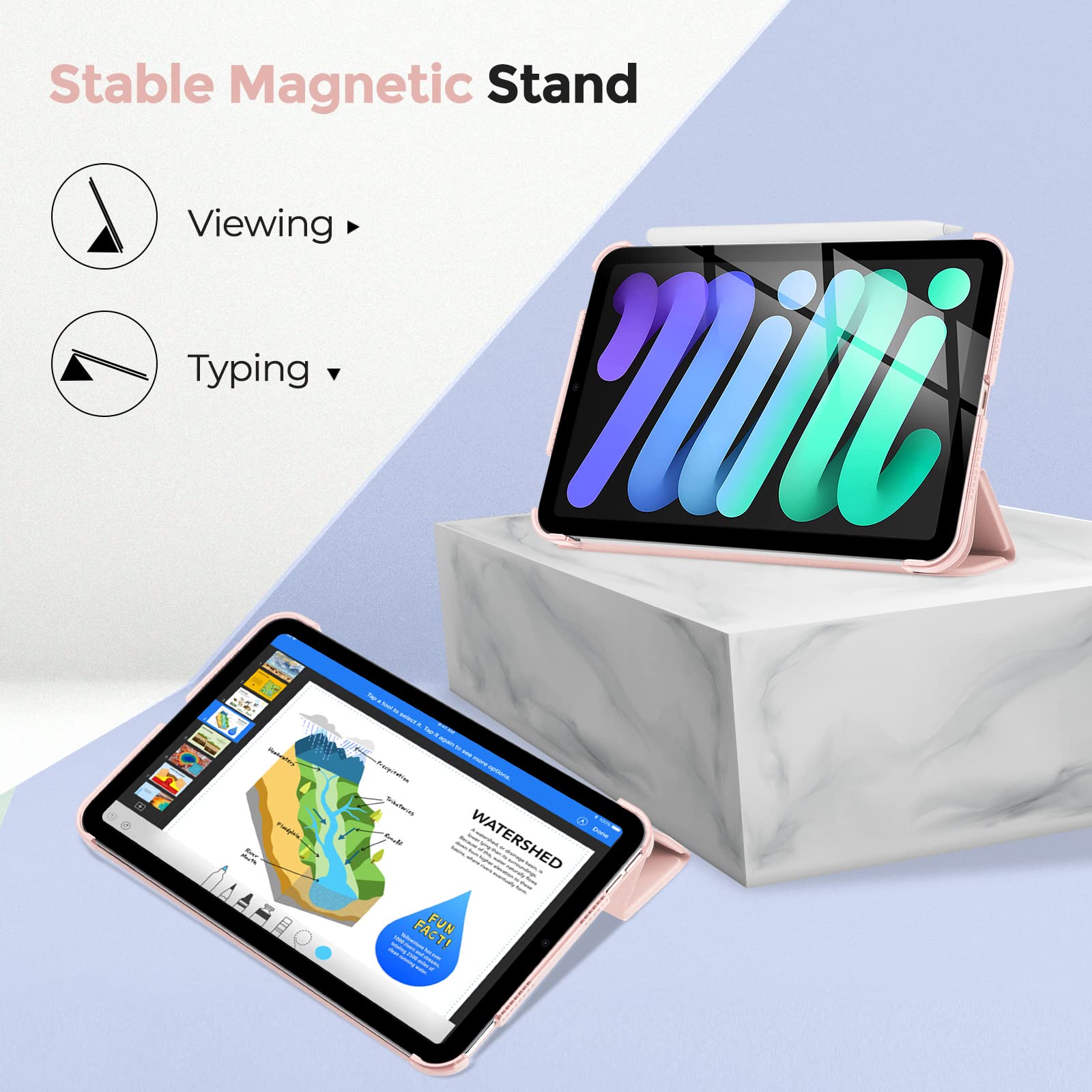 ProCase ProCase Smart Case for iPad Mini 7 and 6 Hard Back Cover 8.3 Inch Pink 2024 2021 A17 Pro 7th 6th Gen - View 7 of 8