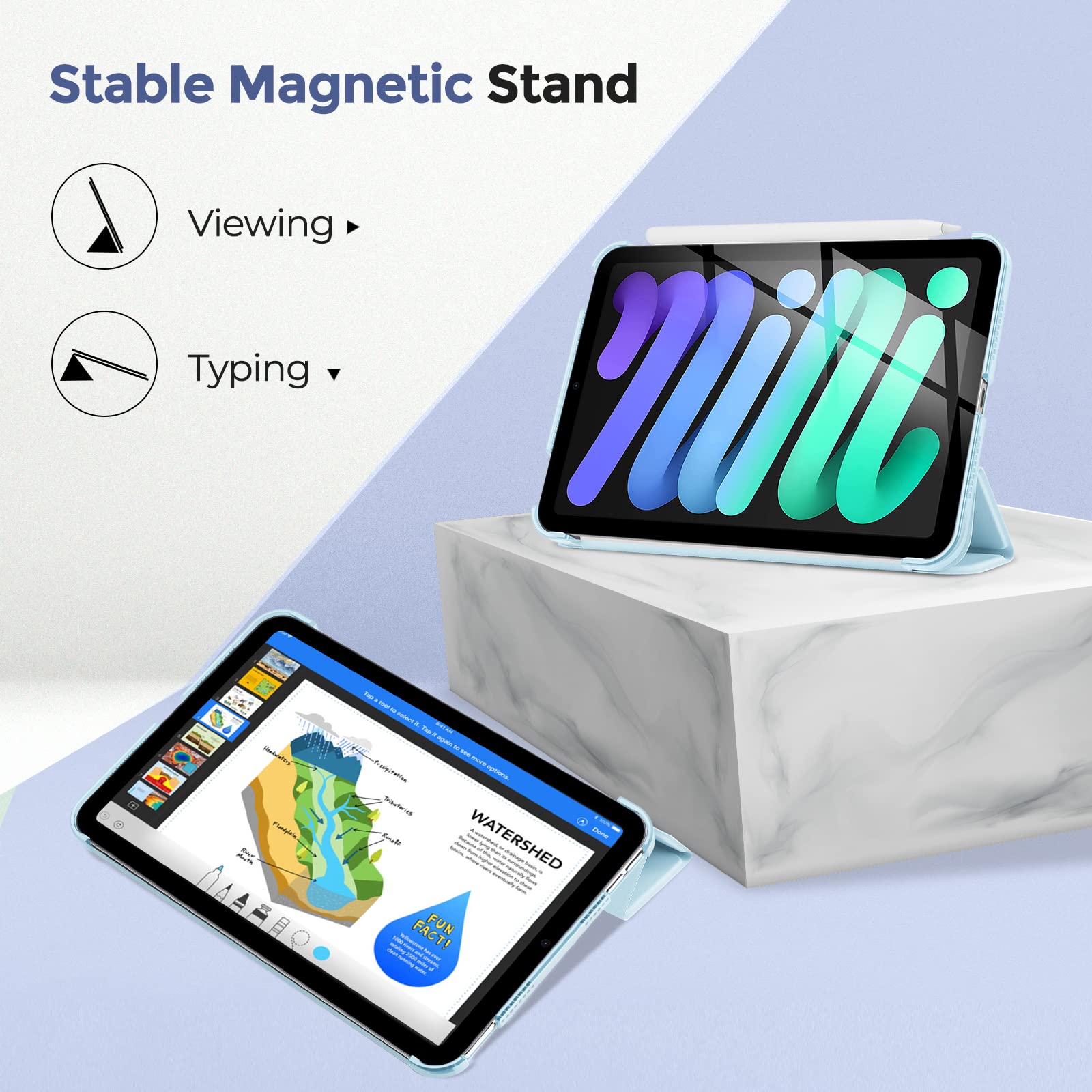 ProCase ProCase Smart Case for iPad Mini 6 8.3 Inch 2021 Hard Back Cover Sky Blue 6th Generation A2567 A2568 A2569 - View 7 of 8