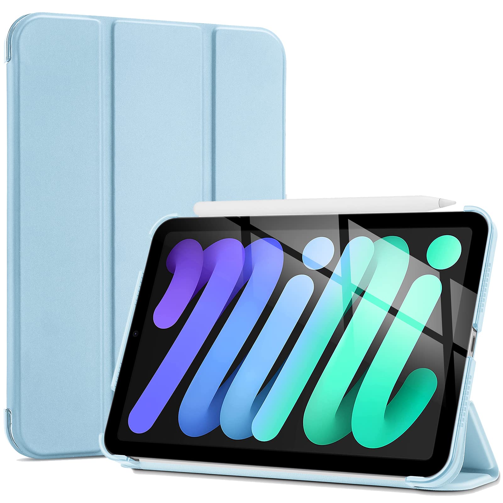 ProCase Smart Case for iPad Mini 6 8.3 Inch 2021 Hard Back Cover Sky Blue 6th Generation A2567 A2568 A2569