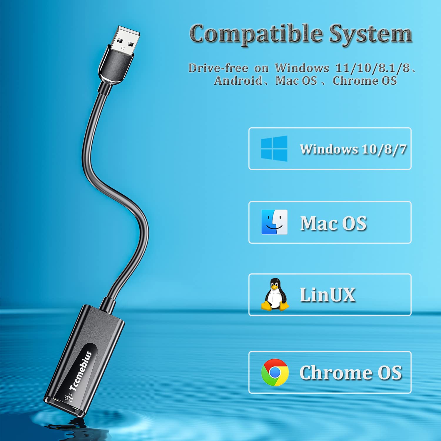 Tccmebius Tccmebius USB Ethernet Adapter USB 2.0 to 10/100 Wired Network Adapter for MacBook Surface Pro Notebook PC Compatible with Windows Mac Android Linux - View 4 of 7