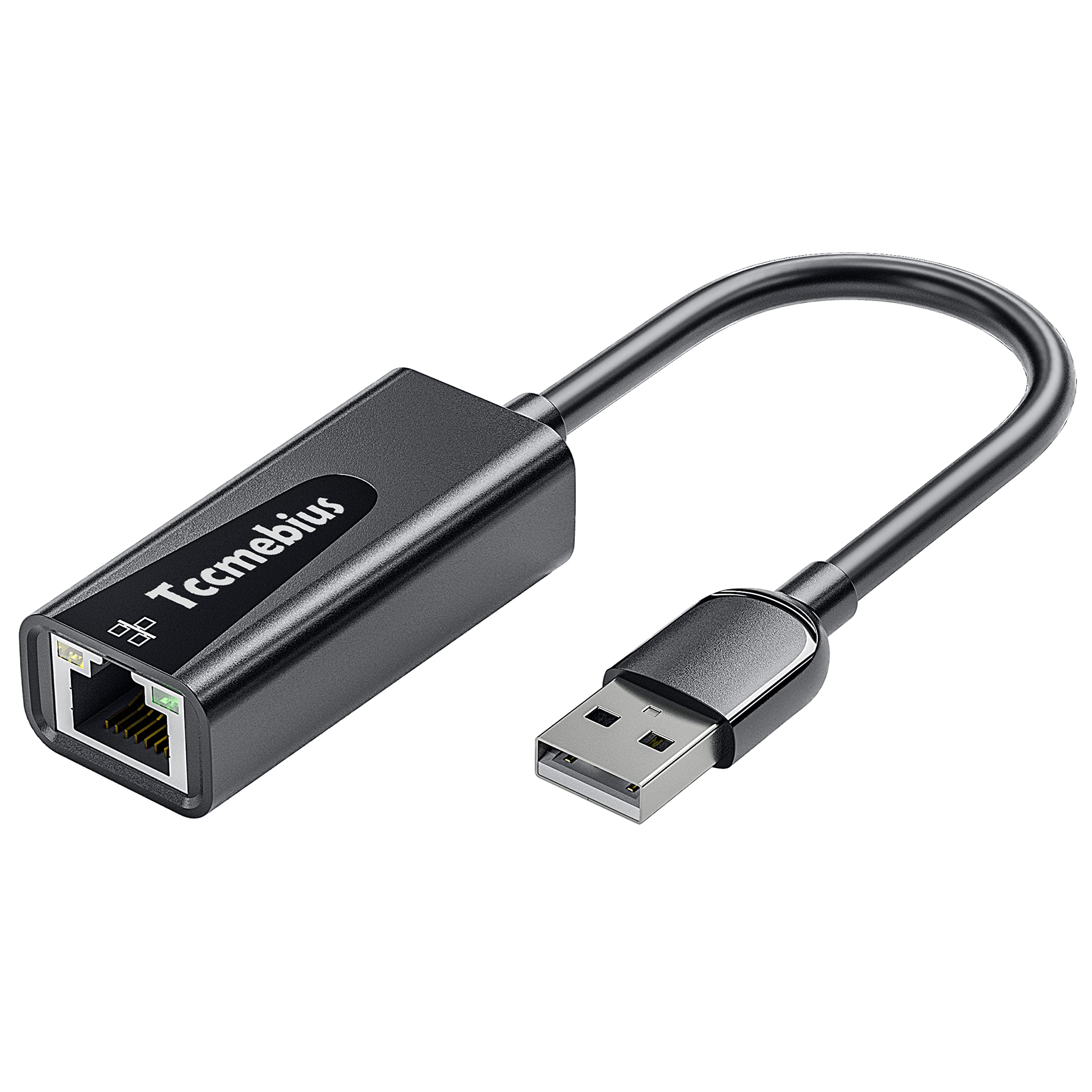 Tccmebius Tccmebius USB Ethernet Adapter USB 2.0 to 10/100 Wired Network Adapter for MacBook Surface Pro Notebook PC Compatible with Windows Mac Android Linux
