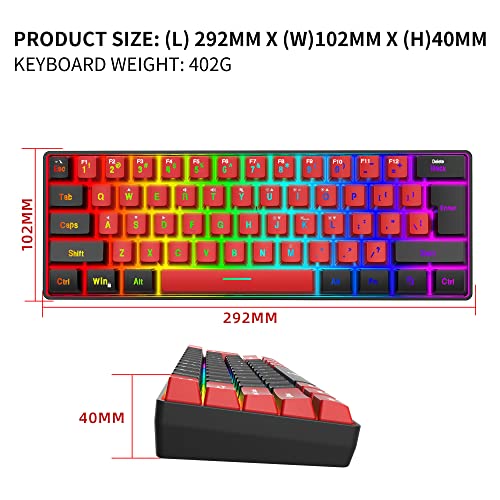 Snpurdiri Snpurdiri 60% Wired Gaming Keyboard: Compact RGB Mini Keyboard for PC/Mac - Waterproof & Travel-Friendly - View 7 of 8