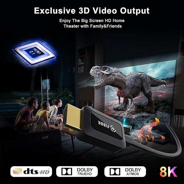 FIBBR FIBBR 8K Fiber Optic HDMI Cable 33ft - 48Gbps, HDMI 2.1, 8K@60Hz, 4K@120Hz, Compatible with LG, Samsung, Sony, PS5 - View 4 of 8