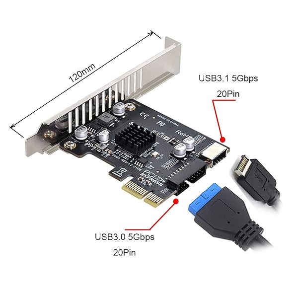 cablecc Upgrade Your PC: Cablecc 5Gbps Type-E USB 3.1 Front Panel & PCI-E 1X VL805 Adapter - View 5 of 10
