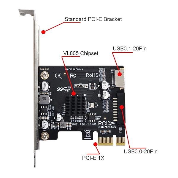 cablecc Upgrade Your PC: Cablecc 5Gbps Type-E USB 3.1 Front Panel & PCI-E 1X VL805 Adapter - View 7 of 10